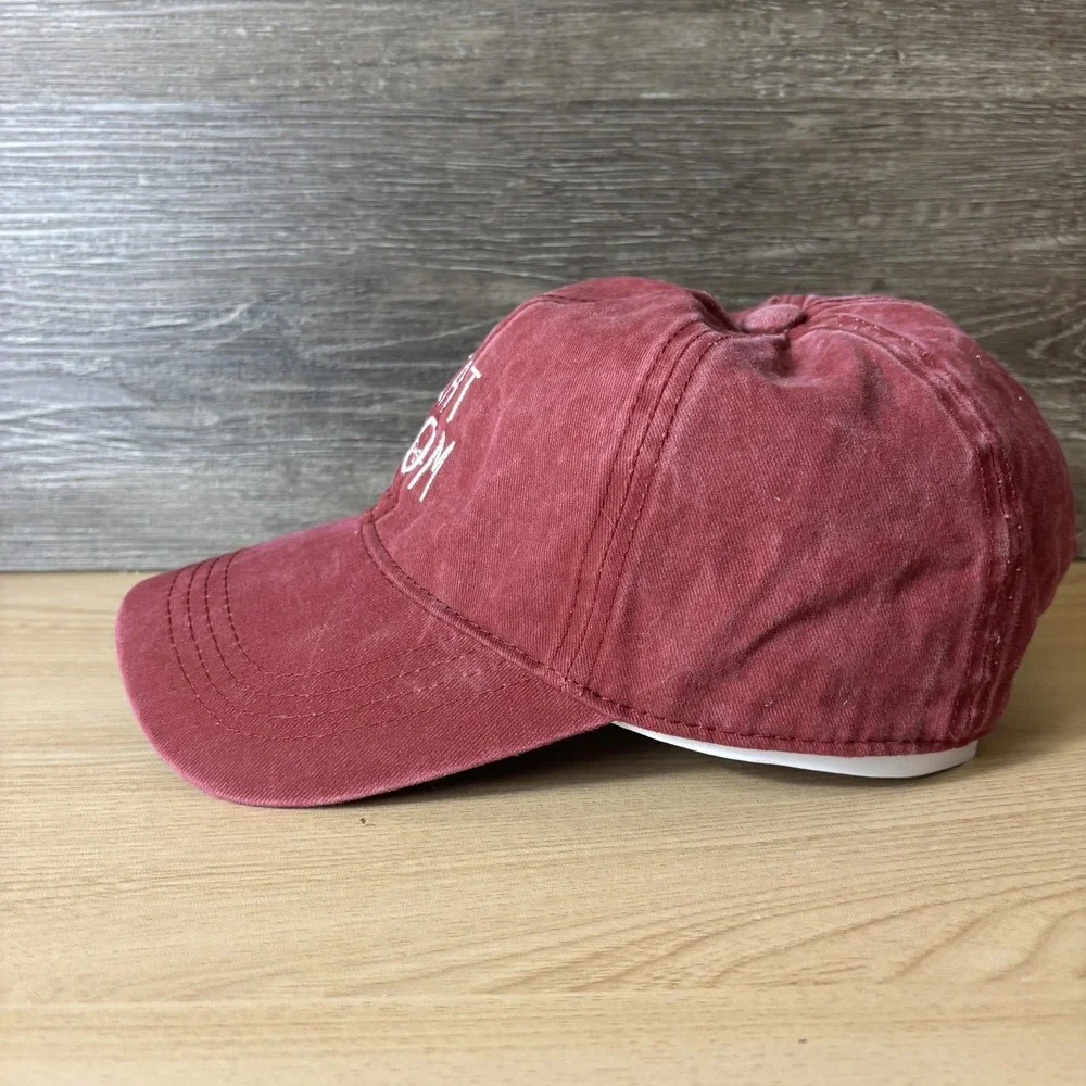 Cat Mom Hat Cap Strap Back‎ Womens Red Embroidered David and Young Casual Cotton